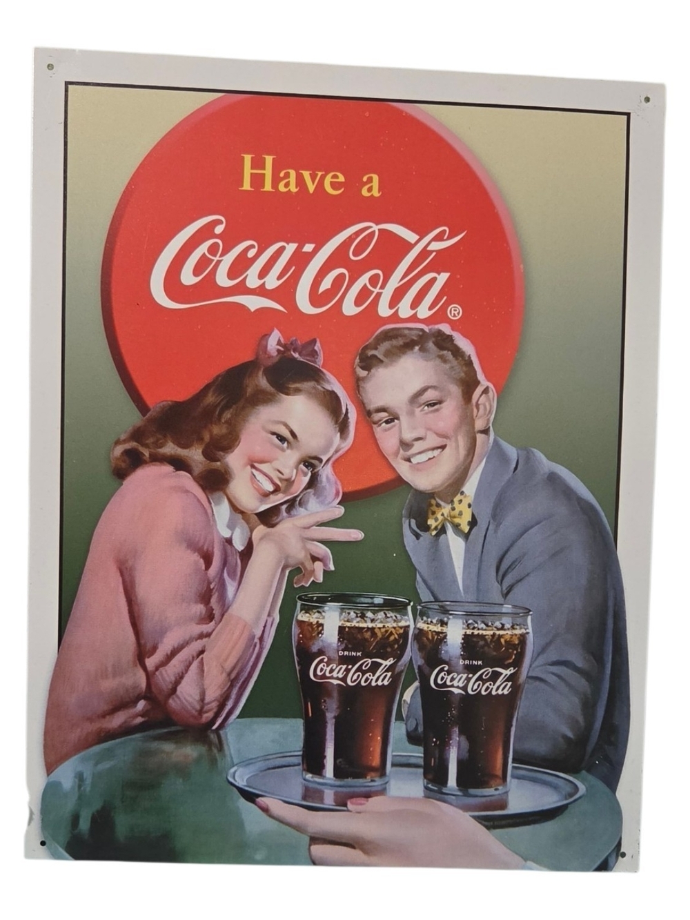 Coca Cola Vintage Couple Party Sign in Red, Green, Pink
